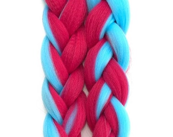 Red & Sky Blue Twist 24'' Jumbo Africa Braid Hair Extensions Offers You Unlimited Curls and Styles That Are Just Right For You. For Kid