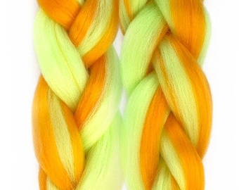 Lime Green & Orange Twist 24'' Jumbo Africa Braid Hair Extensions Offers You Unlimited Curls and Styles That Are Just Right For You.