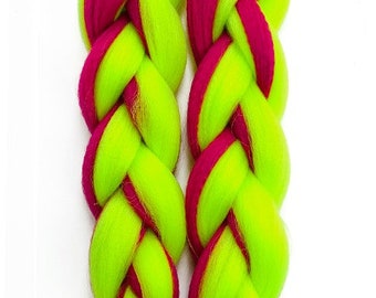 Lime Green & Pink Twist 24'' Jumbo Africa Braid Hair Extensions Offers You Unlimited Curls and Styles That Are Just Right For You.Extensions