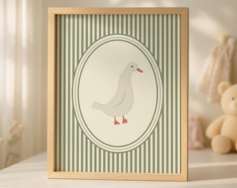 Impression aquarelle de chambre d'oie : décoration de ferme Cottagecore vintage (téléchargement numérique)