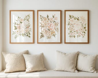 Weicher romantischer Wildblumenstrauß 3er-Set druckbare Bündel