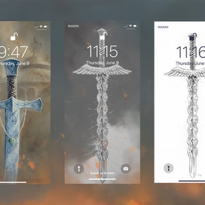 ESPADAS IPHONE WALLPAER, pacote de 3 imagens de espadas, arte de fantasia, presente para amante de fantasia por Kindrie Grove.