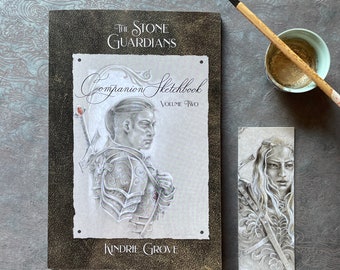 PERSONALIZED FANTASY BOOK, Author Signed & Inscribed: The Stone Guardians Companion Sketchbook, Volume Two, by Kindrie Grove