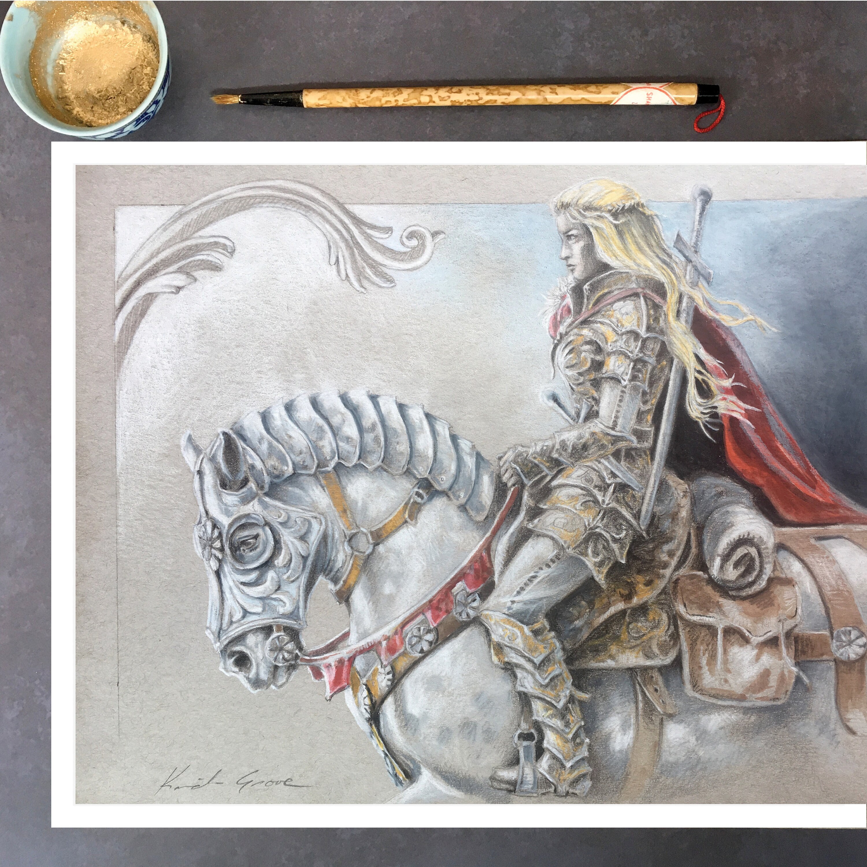 WARRIOR WOMAN & WARHORSE, Fantasy Art Print, Rowan Rides, Fantasy Lover ...