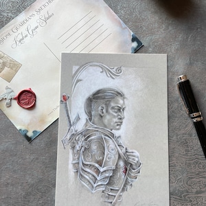CARTE POSTALE GRAND GUERRIER, Étude pour Lanfear, 5 x 7 Carte postale de Fantasy Warrior, Fantasy Lover Gift par l’artiste et auteur Kindrie Grove