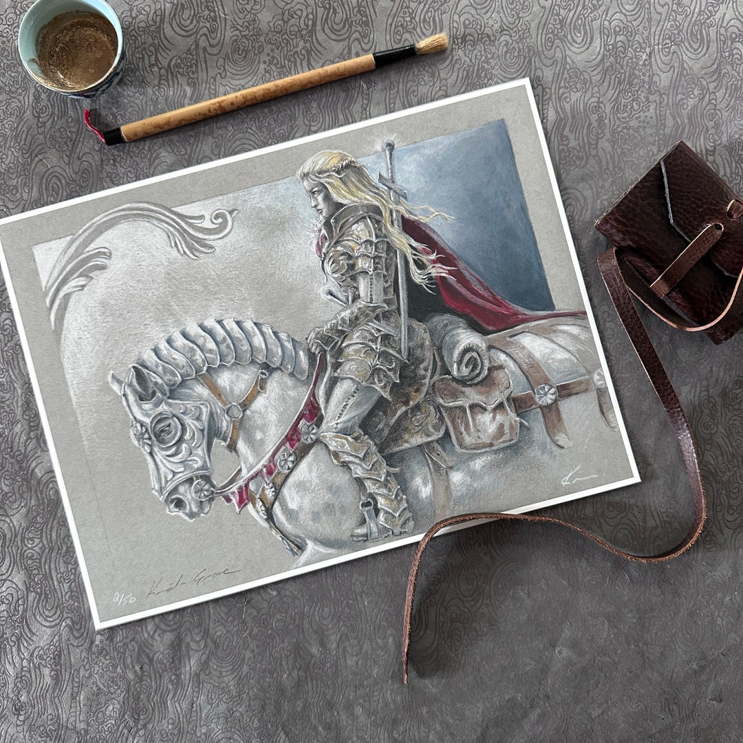 WARRIOR WOMAN & WARHORSE, Fantasy Art Print, Rowan Rides, Fantasy Lover ...