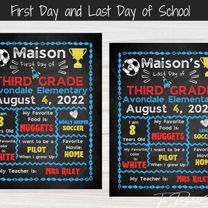 Chalkboard Back to School Sign, First Day or Last Day, Editable, Boy or Girl, Printable, Instant Download,