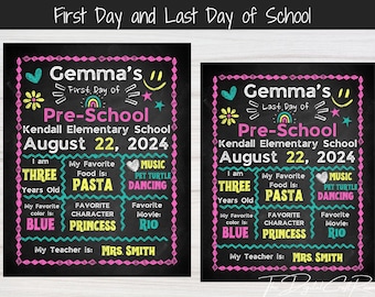 Chalkboard Back to School Sign, First Day or Last Day, Editable and Reusable, Boy or Girl, Printable, Instant Edit & Download,