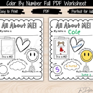 All About Me PRINTABLE, Back to School Worksheet for Kids, Get to Know Me Coloring Page, Classroom Activity Preschool Pre-K Kindergarten PDF