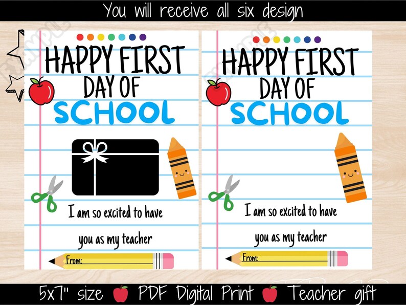 Printable First Day of School Gift Card Holder, Welcome Back to School ...