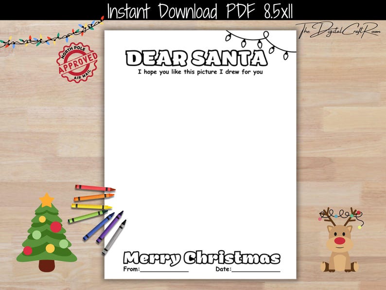 Letter to Santa Coloring Page Instant Download Printable Digital Kids ...