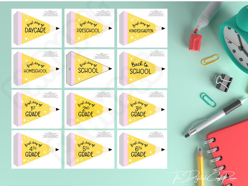 First Day of School Flags • Printable Back to School Pennant Flags ...