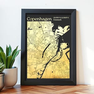 Personalized Metallic Foil Map Print – Gold City Map Wall Art, Custom Gift for Anniversary, Valentine’s Day, Housewarming