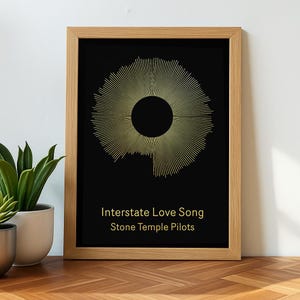 Custom Circular Foil Sound Wave Print – Your Song & Artist | Gold or Silver Foil | Black or Navy Background | Personalized Music Gift