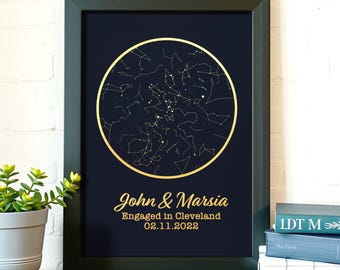 Custom Star Map Foil Print, Celestial Constellation Gift