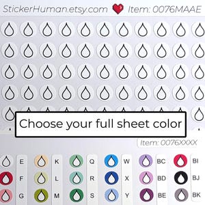 Rain Drop Tear Circle Stickers / Choose Your Color / Colorable / Planners / Notebooks / Calendars / Diaries / Notes / Sticker Sheet 0076MAAE