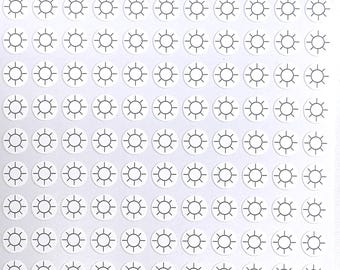 Sun Stickers / White / Colorable / Writeable / Journals / Notebooks / Calendars / Planners / Note / Sticker Sheet 0122MAAE
