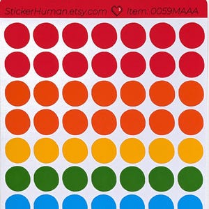 Circle Stickers / Colorful / ROYGBIV Rainbow / Vibrant / Journals / Notebooks / Calendars / Planners / Notes / Sticker Sheet 0059MAAA