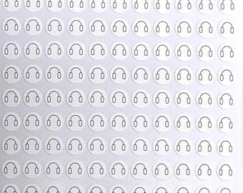 Headphones Stickers / White / Colorable / Writeable / Journals / Notebooks / Calendars / Planners / Note / Sticker Sheet 0114MAAE