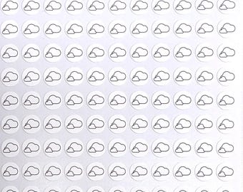 Cloud Stickers / White / Colorable / Writeable / Journals / Notebooks / Calendars / Planners / Note / Sticker Sheet 0107MAAE