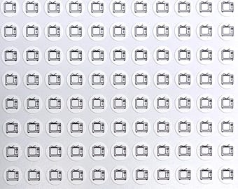 Retro TV Stickers / White / Colorable / Writeable / Planners / Notebooks / Calendars / Diaries / Notes / Sticker Sheet 0135MAAE