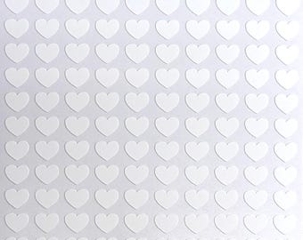 Small Hearts Stickers 200+ Count / White / Colorable / Writeable / Journals / Notebooks / Calendar / Diary / Notes / Sticker Sheet 0005MAAD