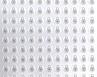 Dial Lock Stickers / White / Colorable / Writeable / Journals / Notebooks / Calendars / Planners / Note / Sticker Sheet 0119MAAE