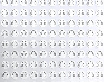 Headphones Stickers / White / Colorable / Writeable / Journals / Notebooks / Calendars / Planners / Note / Sticker Sheet 0113MAAE