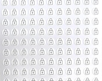 Padlock Stickers / White / Colorable / Writeable / Journals / Notebooks / Calendars / Planners / Note / Sticker Sheet 0118MAAE