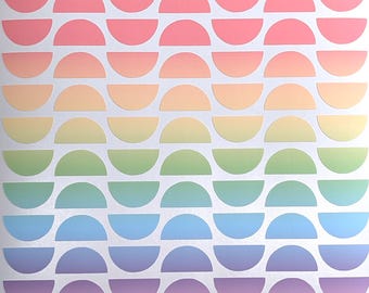 Half Circle Stickers / Colorful / Pastel Rainbow / Vibrant / Journals / Notebooks / Calendars / Planners / Notes / Sticker Sheet 0062MBAB