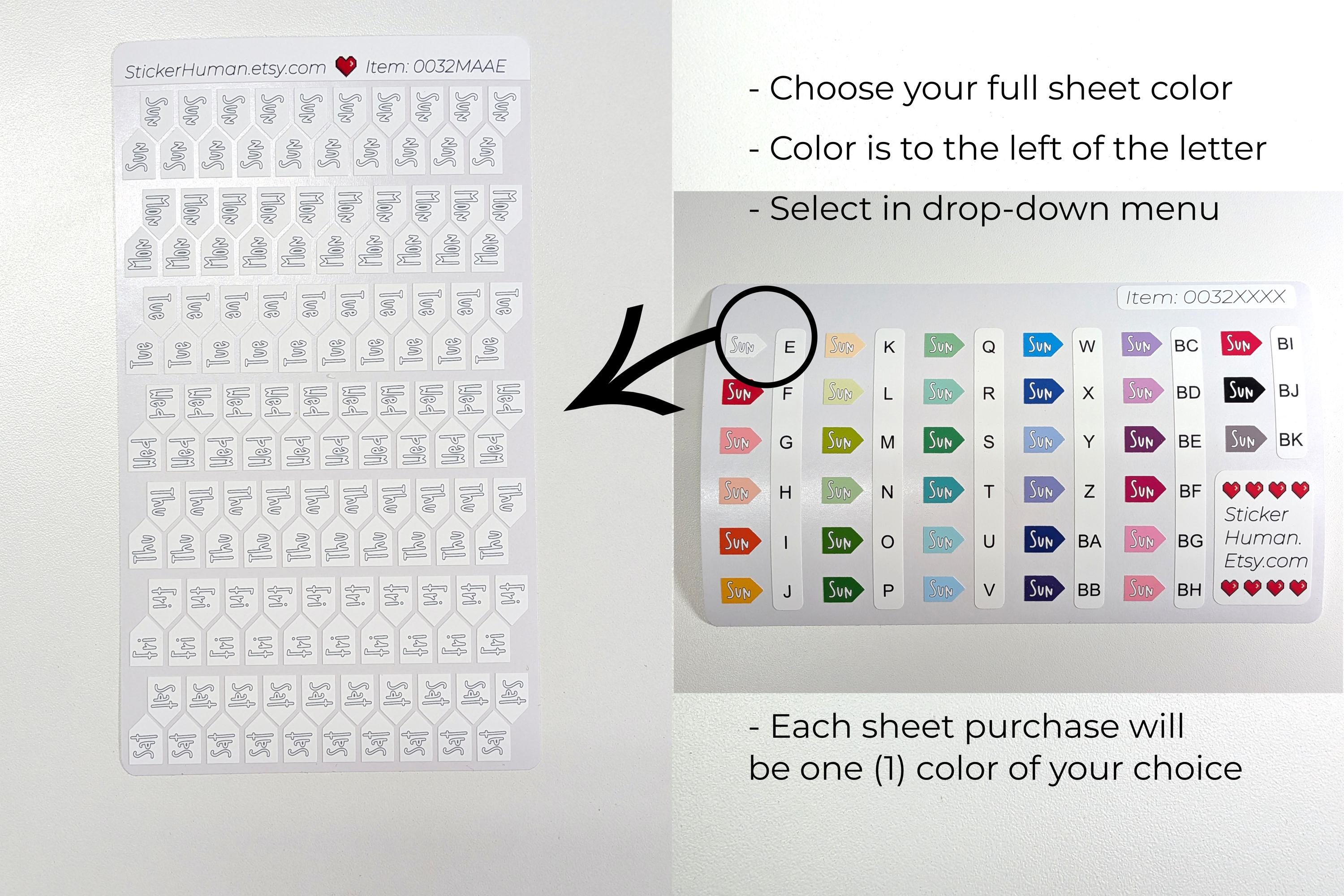 Counting Days Sticker Days of the Week / 100+ Count Stickers / Colorable / Choose Your Color ...