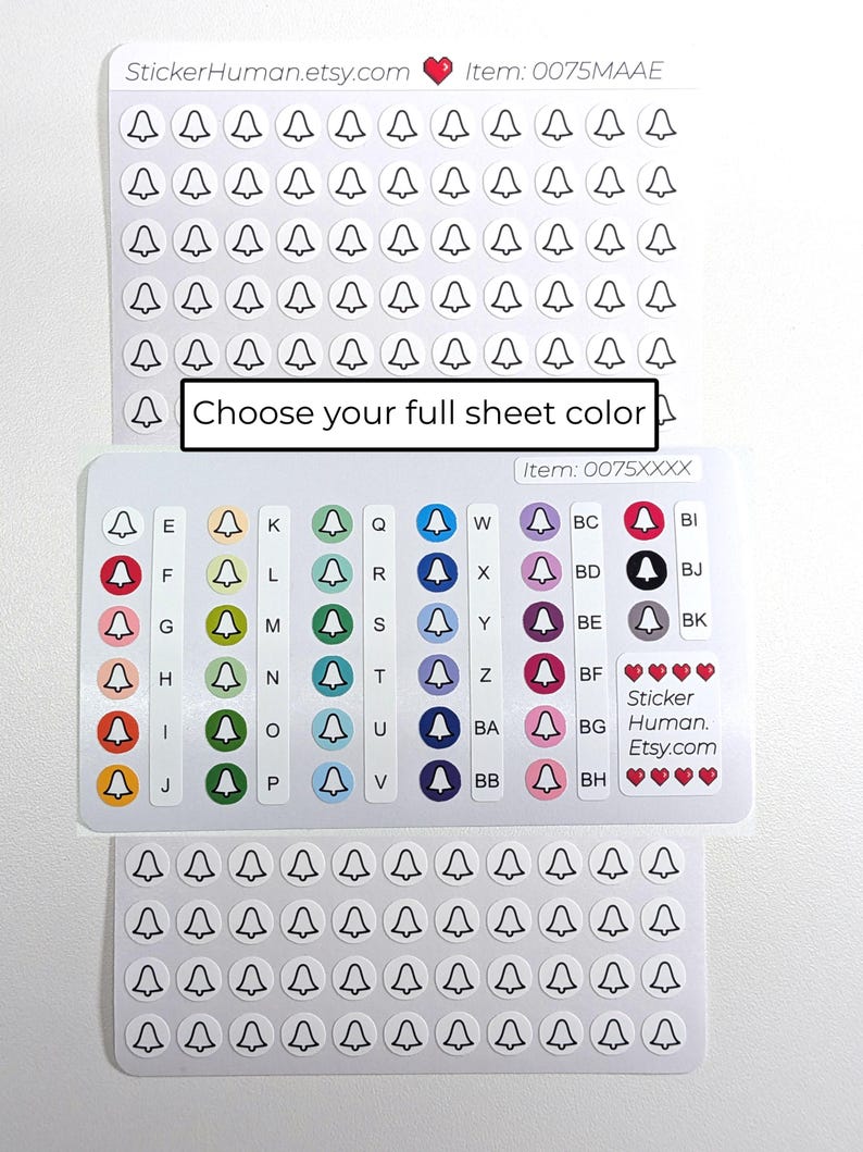 Coloarable Stickers Bell Circle Stickers / Choose Your Color / Colorable / Writeable ...