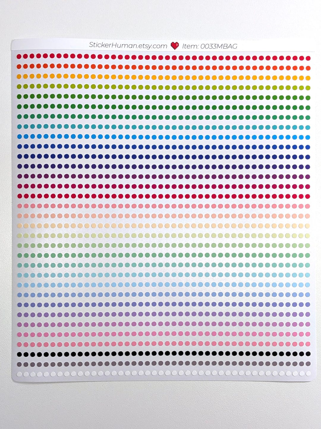 Tiny Dot Stickers / 3 Mm / Many Colors / ROYGBIV / Rainbow / Journals ...