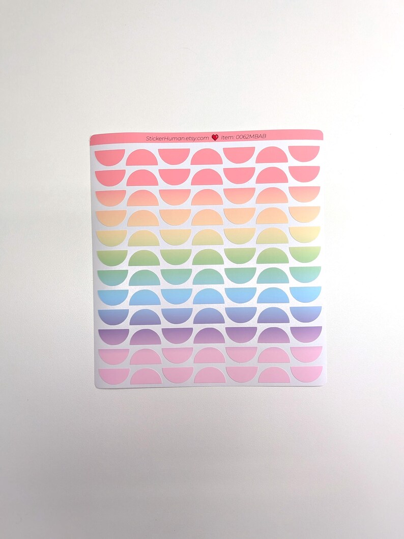 Half Circle Stickers / Colorful / Pastel Rainbow / Vibrant / Journals ...