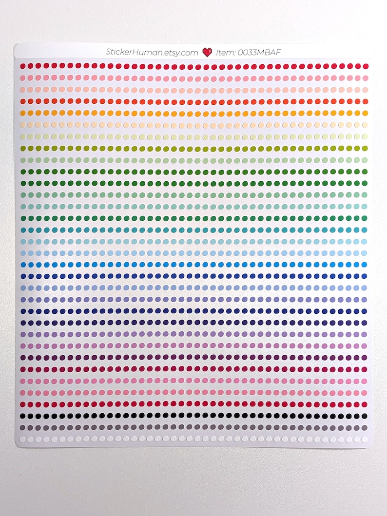 Tiny Dot Stickers / 3 Mm / Many Colors / ROYGBIV / Rainbow / Journals ...