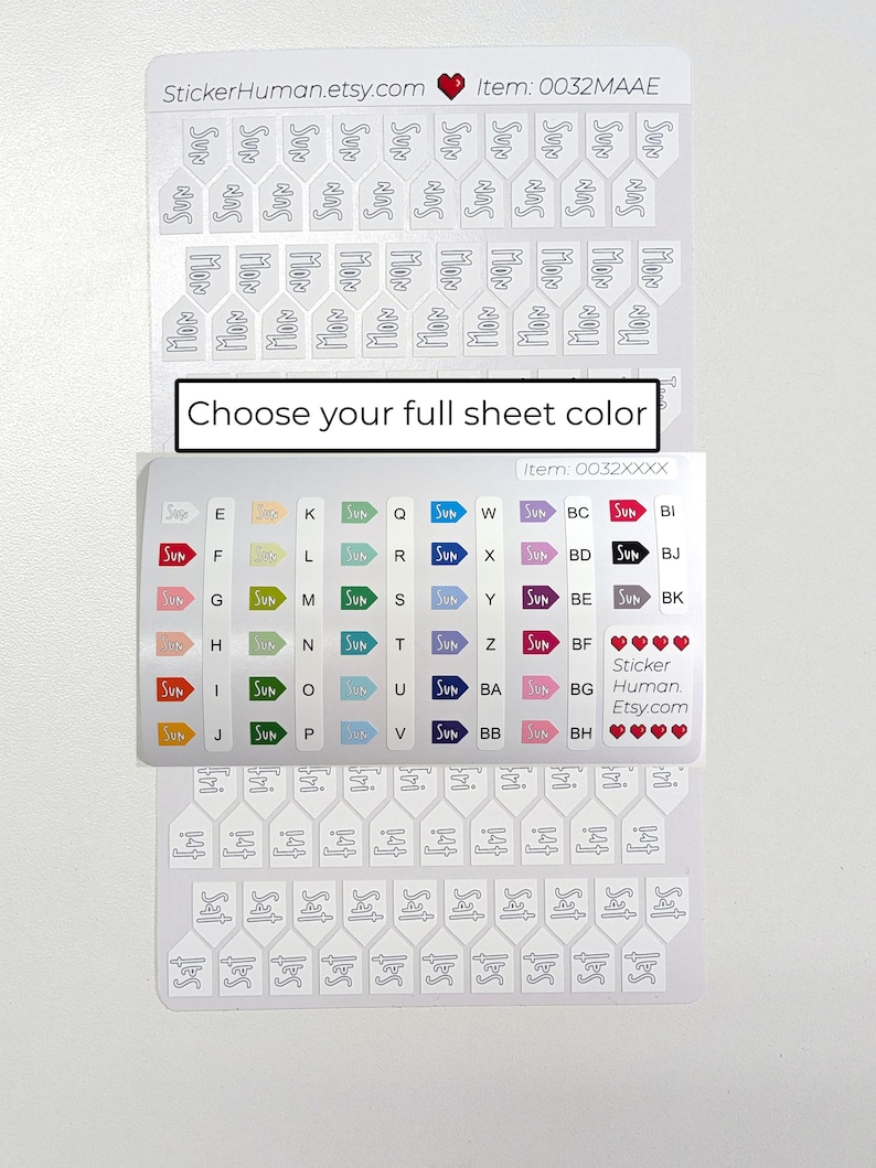 Coloarable Stickers Days of the Week / 100+ Count Stickers / Colorable / Choose Your Color ...