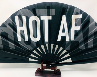Exclusive “HOT AF” Custom Designed Bamboo Clack Fan!|wedding hand fan|Rave Fan|Hand Fan|RupaulsDrag Race|handheld fan|folding hand fan