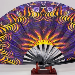 Holographic glow pattern  Bamboo fan|hand fan with eyes |personalized hand fan|  hand fan|vision handfan|plastic hand fan