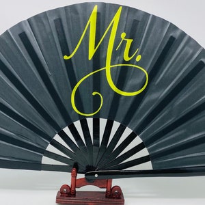 Mr. Black and Gold Bamboo Hand-Fan| Where Confidence Meets Style brides fan|Personalized Fan|Wedding Favors fan|Bridesmaid Fan|Wedding Fan