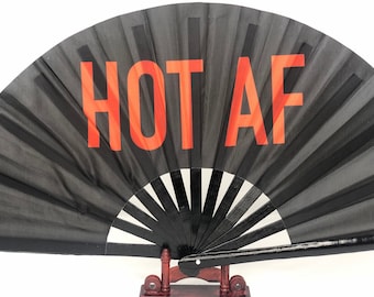 HOT AF Custom Bamboo Clack Fan: Rave/Drag Queen Hand Fan