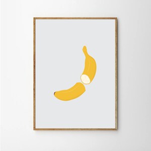 Banana Art, Fruit Print, Banaan Illustratie Poster, Digitale Download, Keuken en Home Decor, Printable
