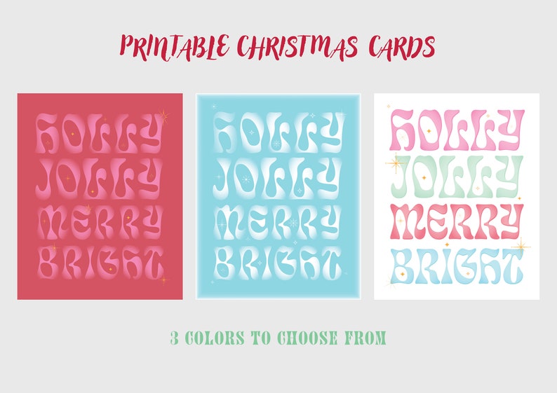 Printable Christmas Word Art Card Holly Jolly Merry Bright Text With Stars Aesthetic Christmas Printable Christmas Word Art Card Holly Jolly Merry Bright Text With Stars Aesthetic Christmas