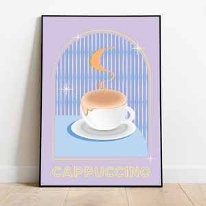 Cappuccino-Kaffee-Poster, Retro-Wanddruck, Kaffee-Bar-Dekor, süße Küche und Wohndekor - physischer Druck - Rahmen NICHT enthalten