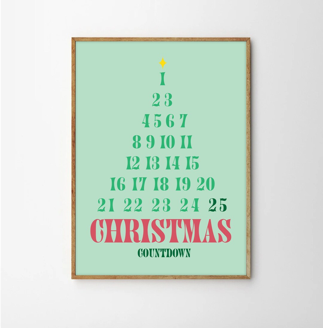 Christmas Countdown Tree, Printable Advent Calendar, Christmas Word Art ...
