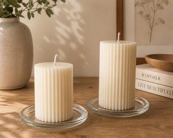 Witte stompkaarsen | Handgemaakte kaarsen voor woondecoratie | luxe | huwelijkscadeaus | Parfumvrij
