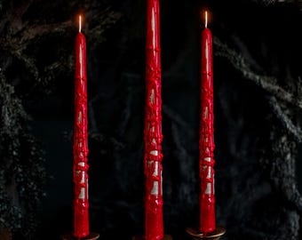 Handmade Red Soy Wax Tapered Candle | 9 Inch Dinner Candle