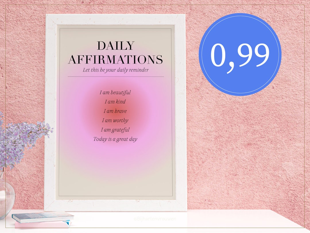 Daily Affirmations Aura Poster, Affirmation Print, Mental Health Poster ...