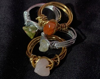 Wire wrapped custom crystal rings