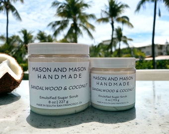 Sandalwood & Coconut Emulsified Sugar Scrub, multiple sizes