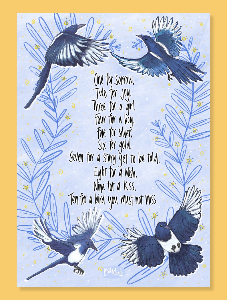 Magpie Nursery Rhyme Art Print – Baby Boy Gift (print Only) - Etsy UK
